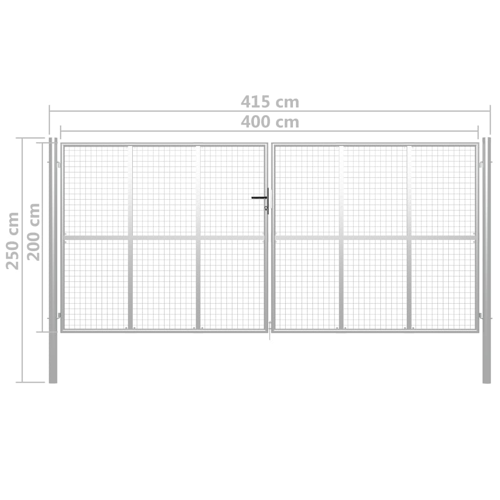 Gartentor Verzinkter Stahl 415 x 200 cm Silber