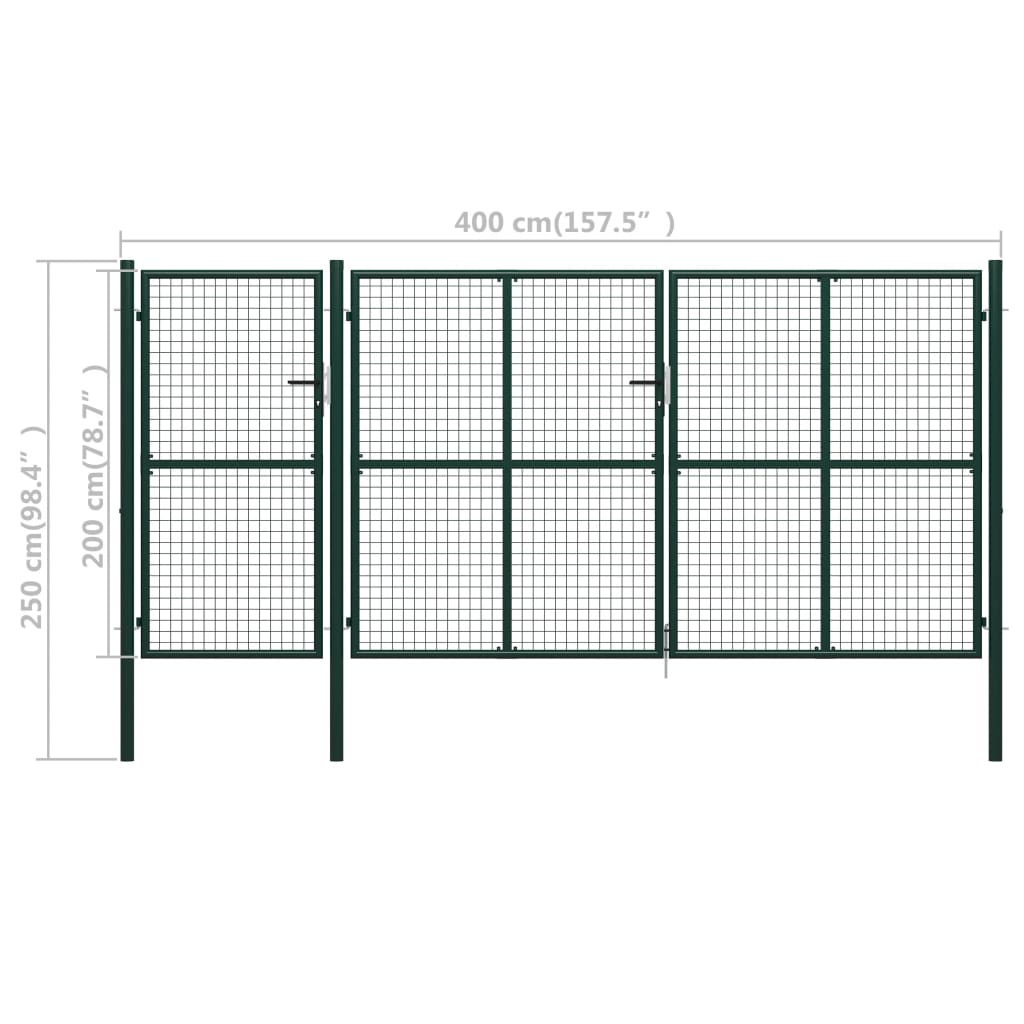 Gartentor Stahl 400 x 200 cm Grün