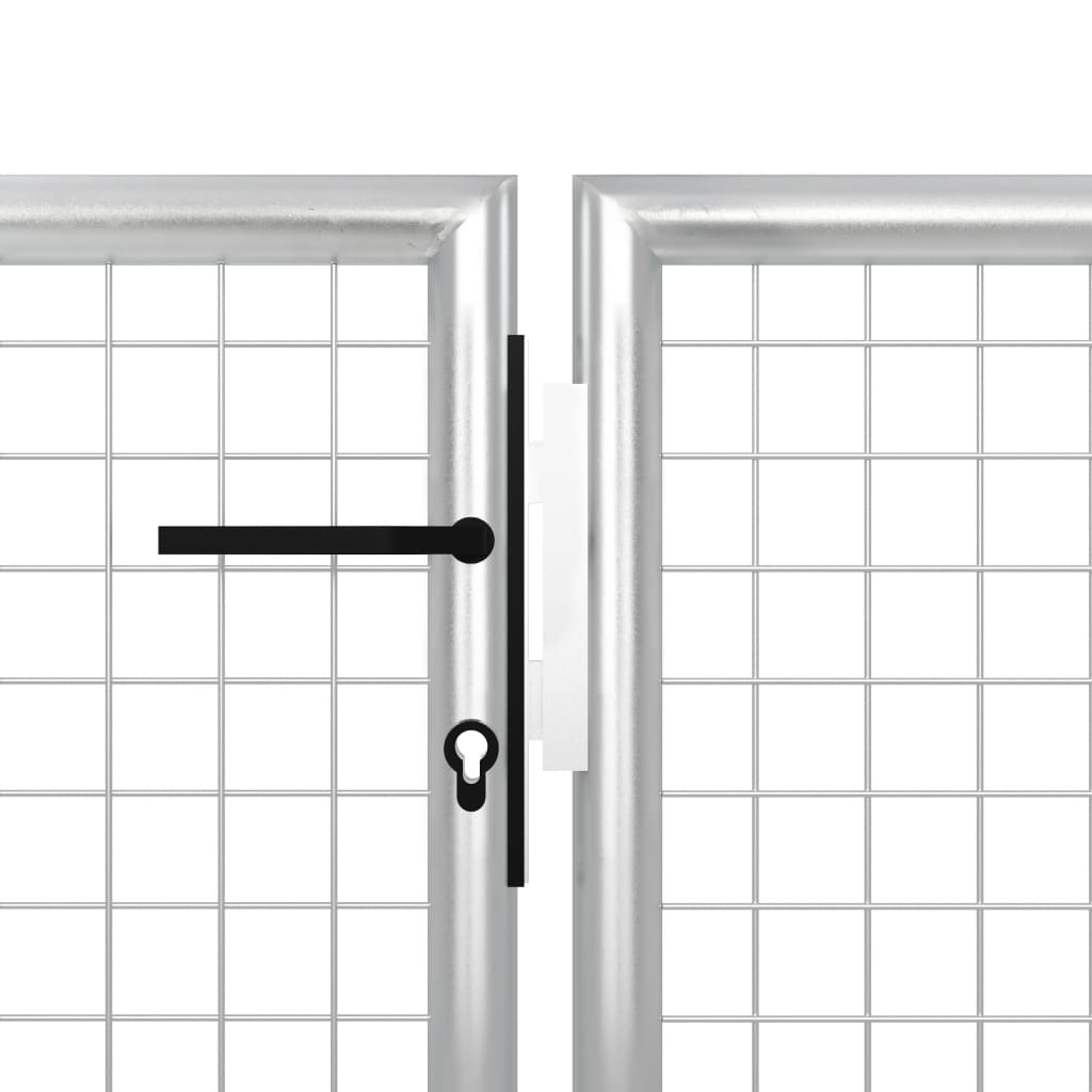 Gartentor Stahl 350 x 75 cm Silbern
