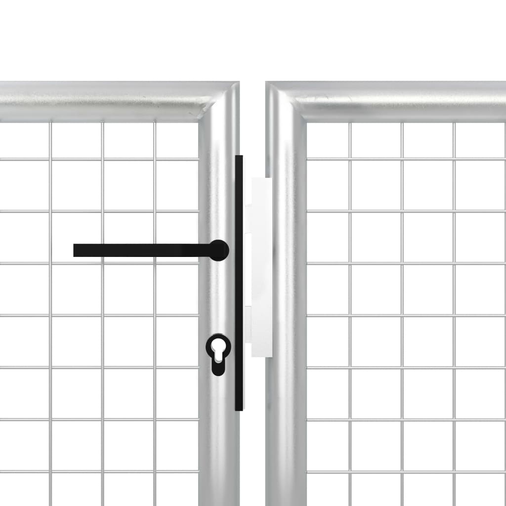 Gartentor Stahl 350 x 150 cm Silbern