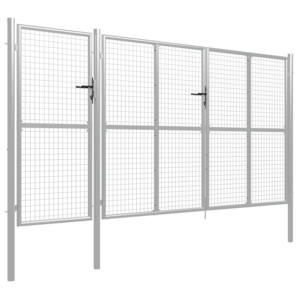Gartentor Stahl 400 x 150 cm Silbern