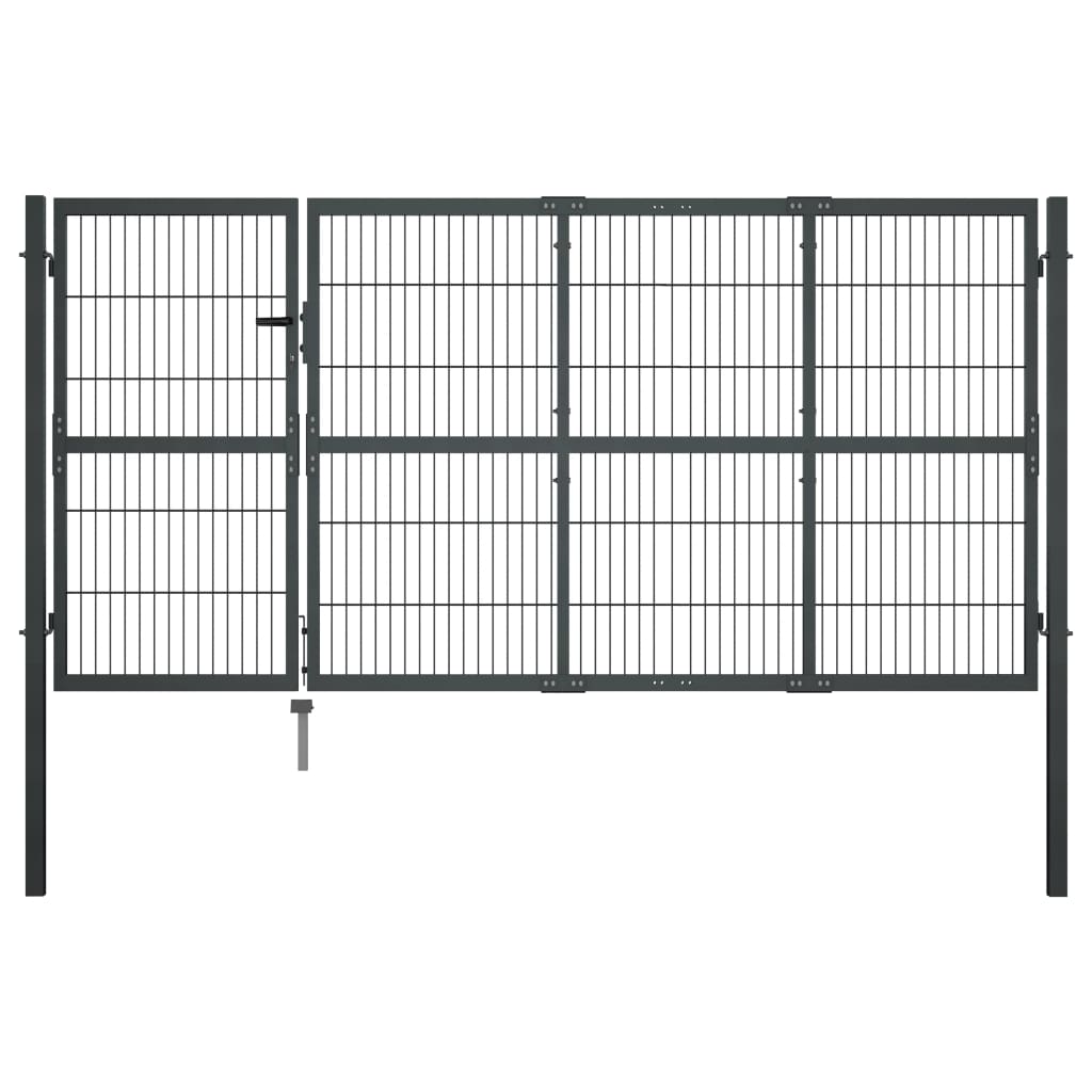 Gartentor mit Pfosten Stahl 350×120 cm Anthrazit