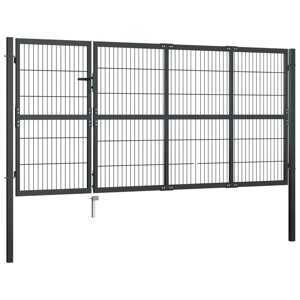 Gartentor mit Pfosten Stahl 350×120 cm Anthrazit
