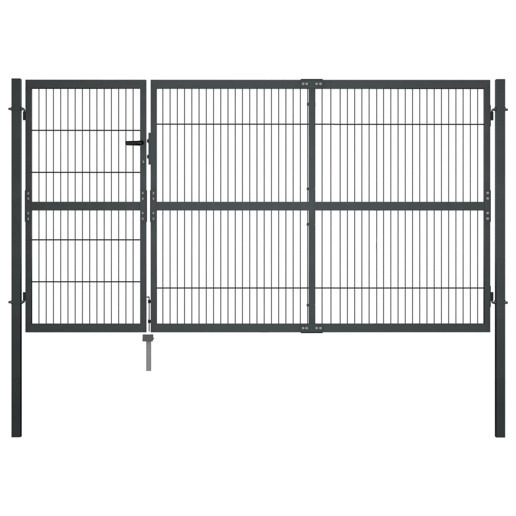 Gartentor mit Pfosten Stahl 350×140 cm Anthrazit