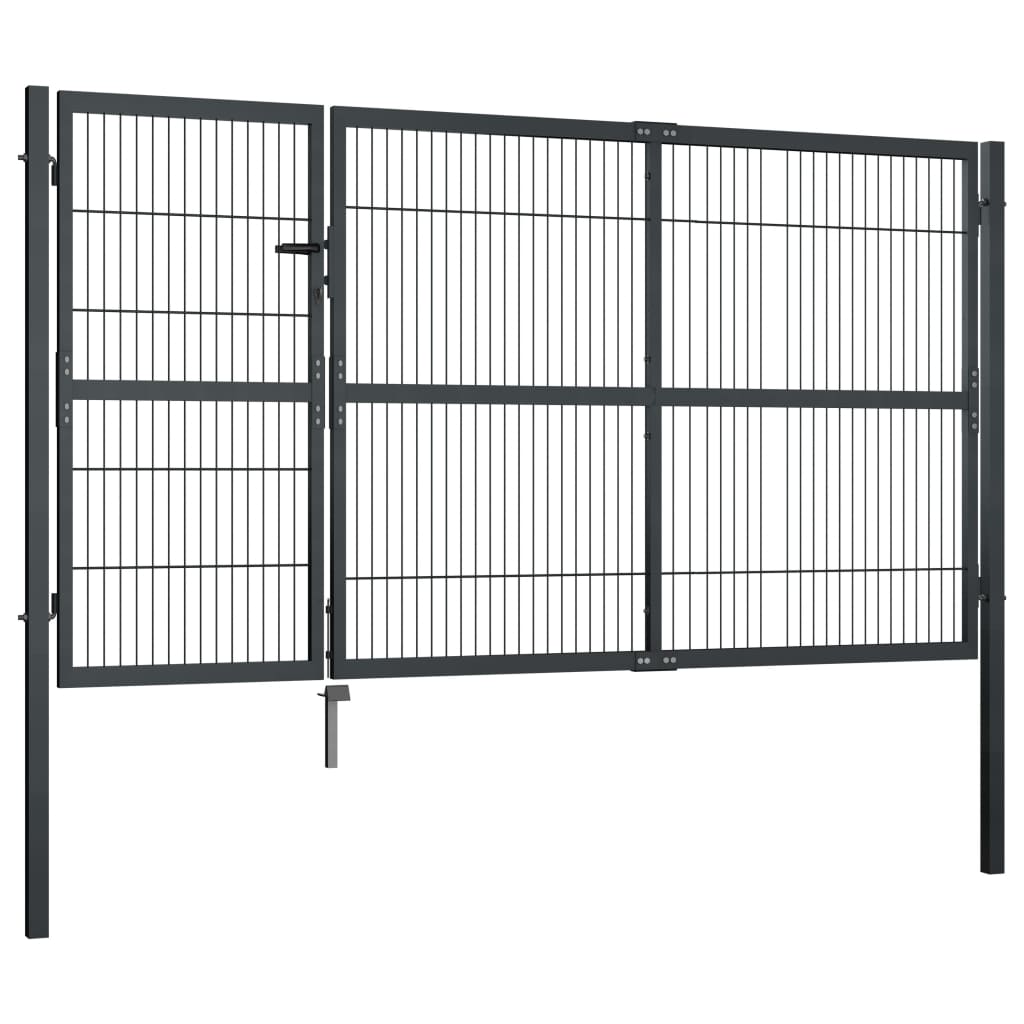 Gartentor mit Pfosten Stahl 350×140 cm Anthrazit