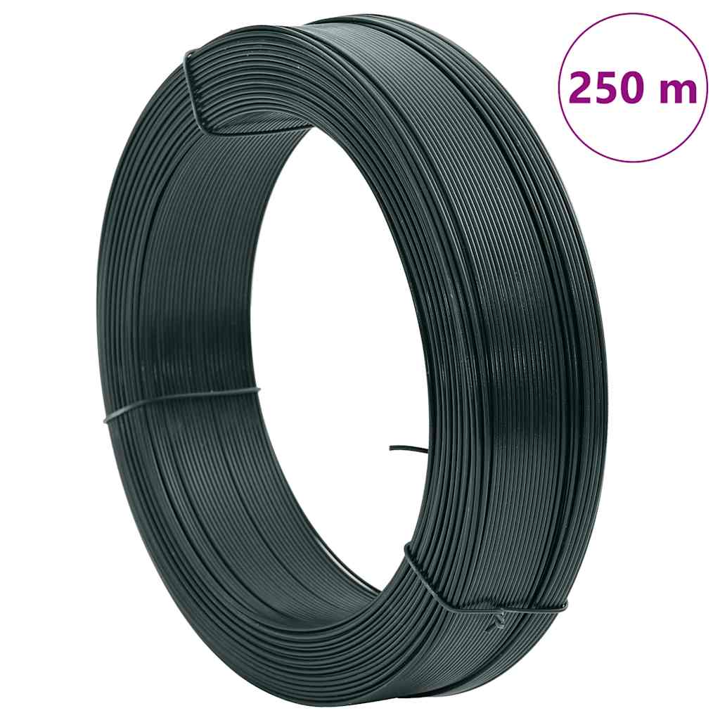 Zaun-Bindedraht 250 m 0,9/1,4 mm Stahl Schwarzgrün