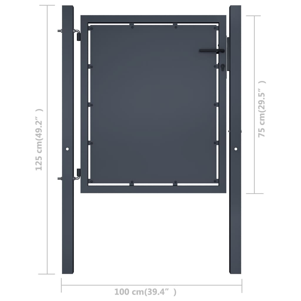 Gartentor Stahl 100 x 75 cm Anthrazit