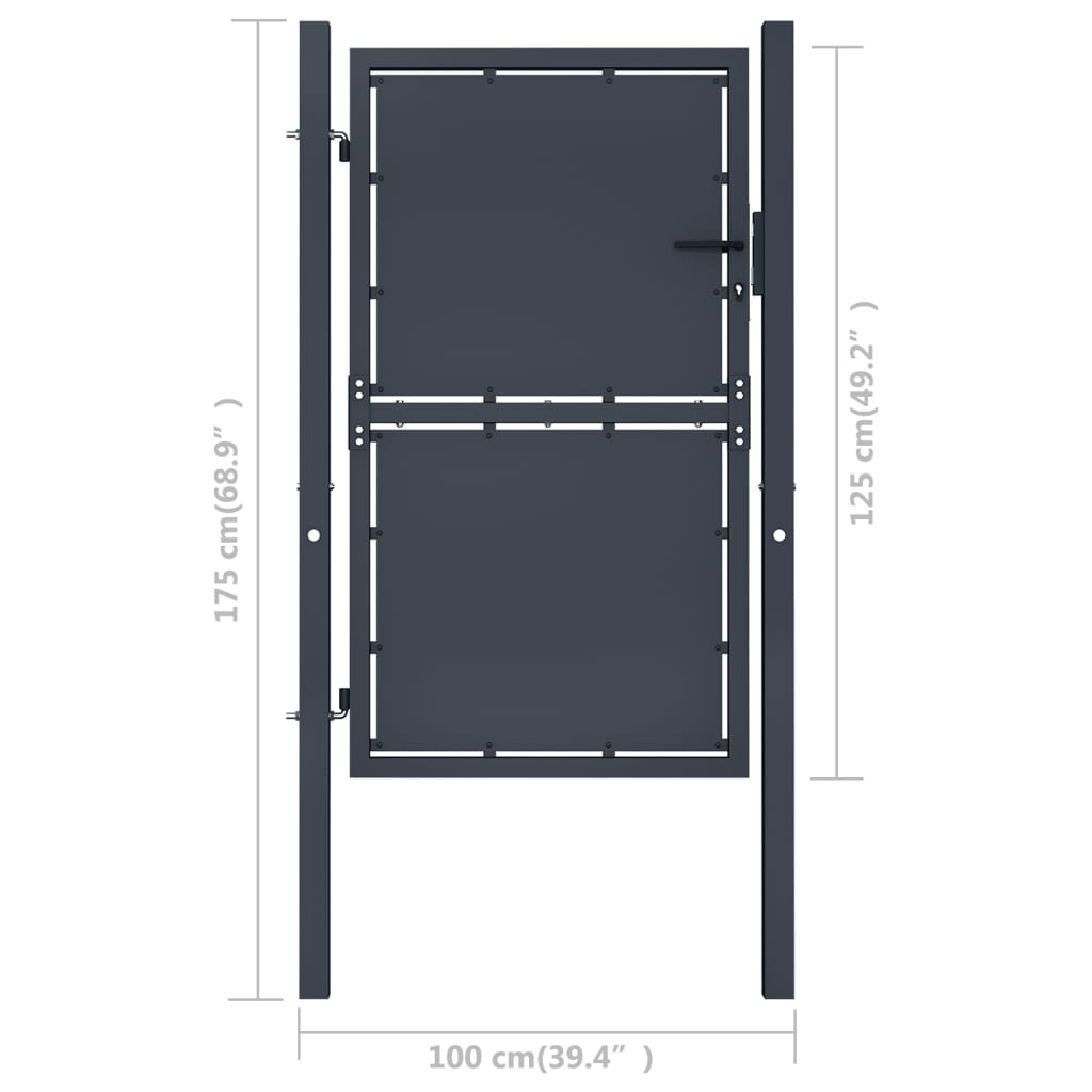 Gartentor Stahl 100×125 cm Anthrazit