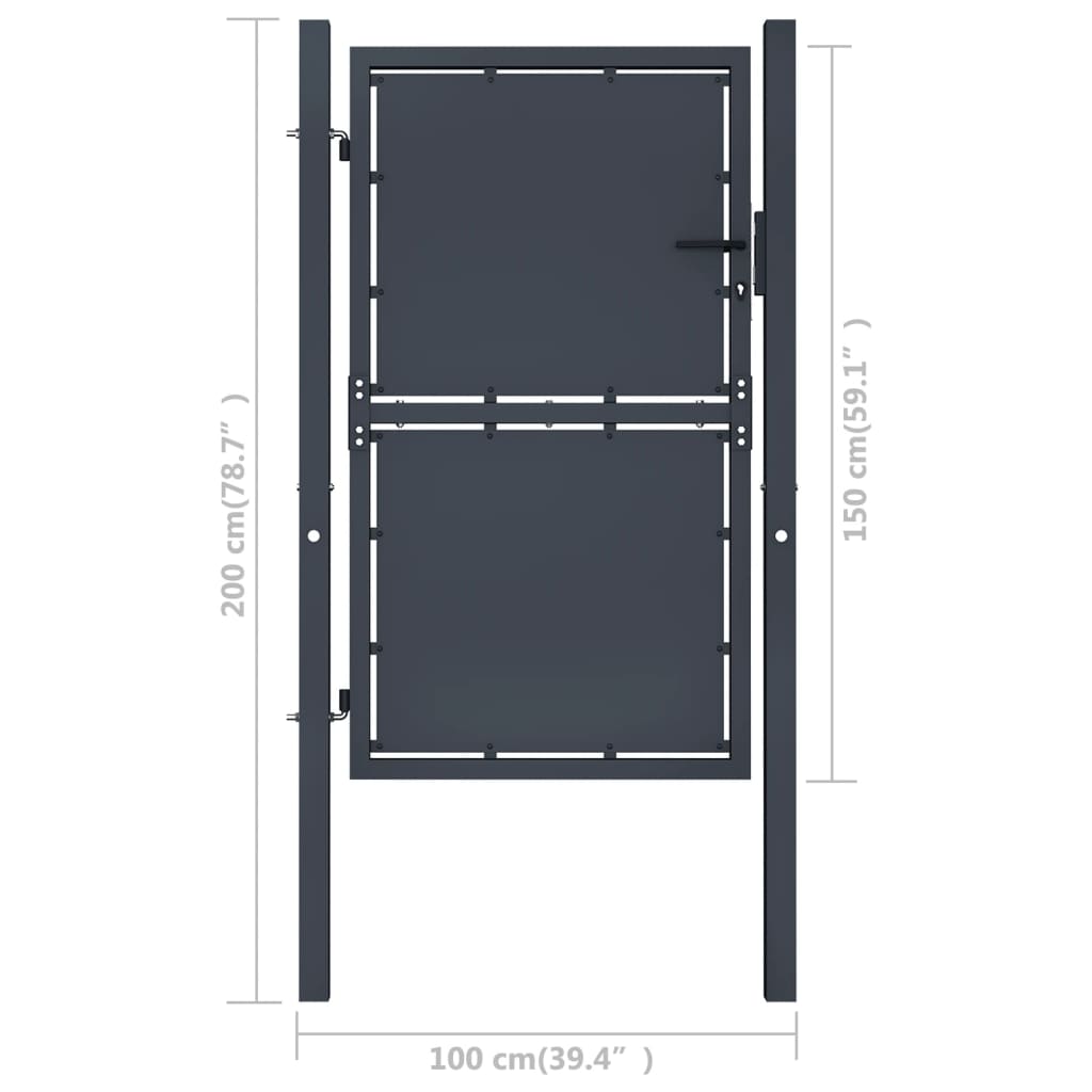 Gartentor Stahl 100 x 150 cm Anthrazit