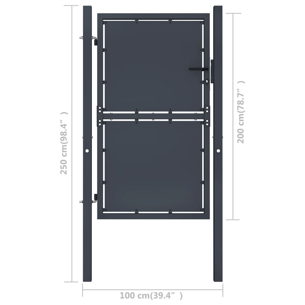 Gartentor Stahl 100 x 200 cm Anthrazit
