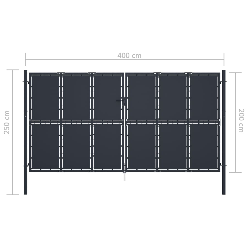 Gartentor Stahl 400 x 200 cm Anthrazit