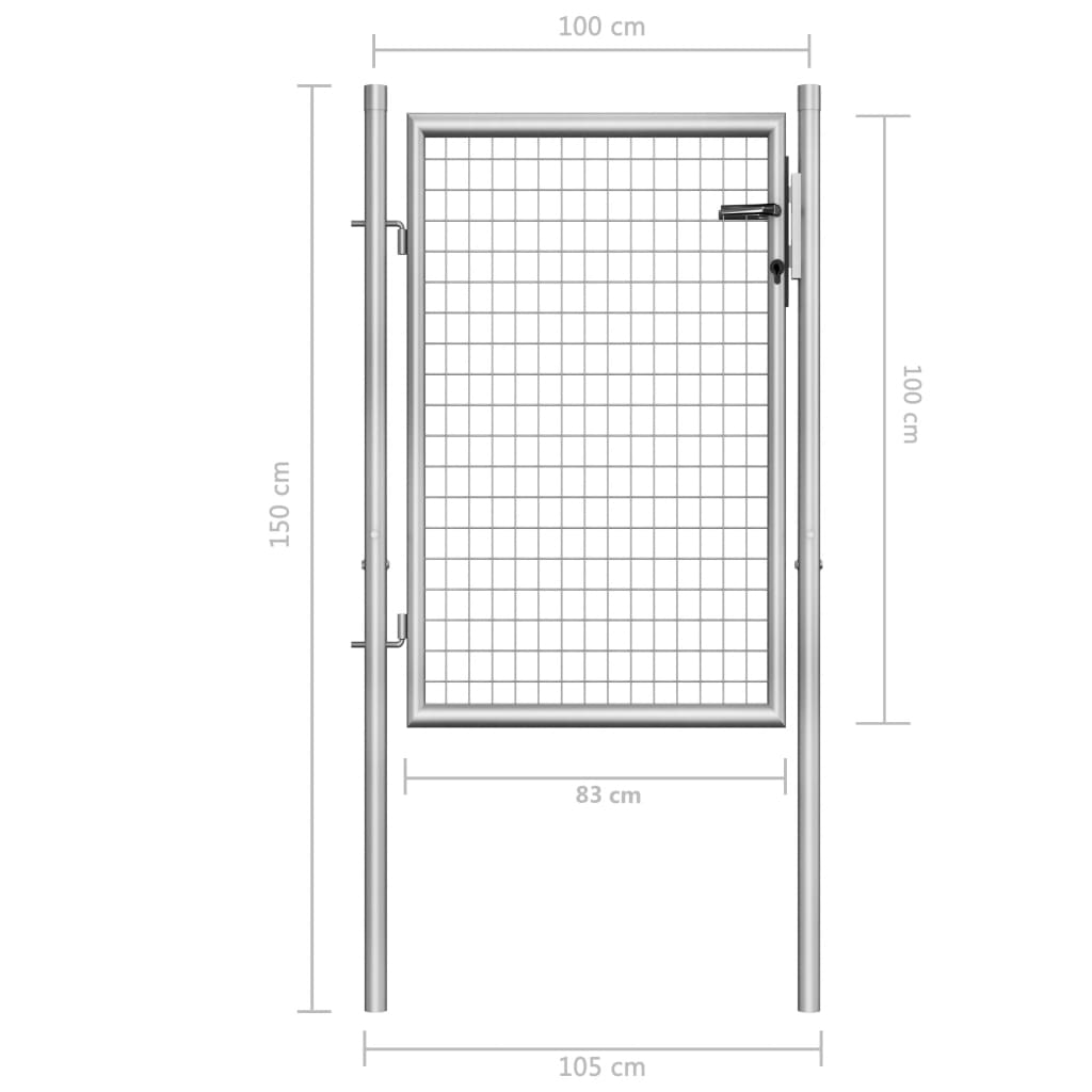 Gartentor Verzinkter Stahl 105 x 100 cm Silber