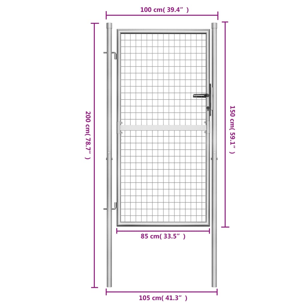 Gartentor Verzinkter Stahl 105 x 150 cm Silber