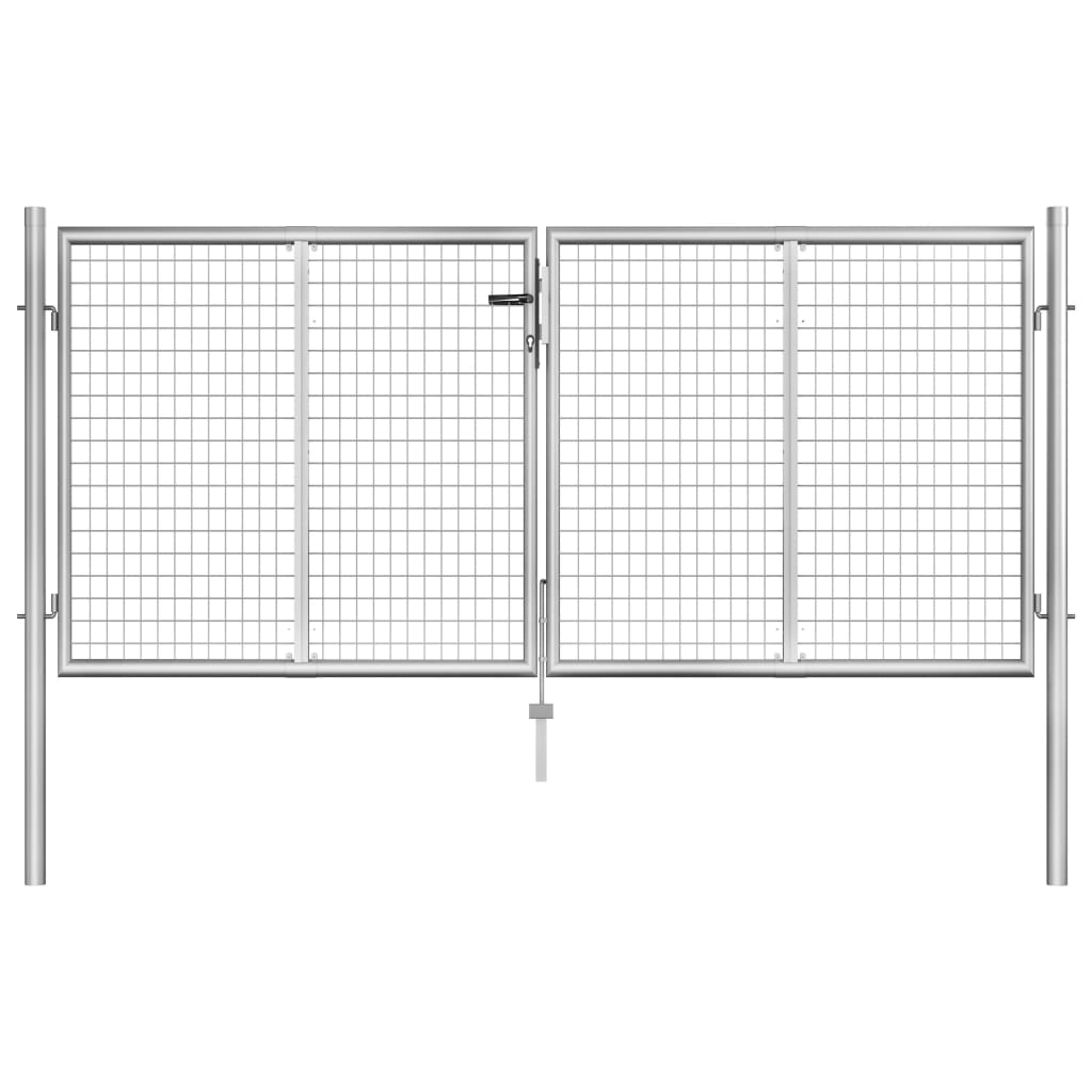 Gartentor Verzinkter Stahl 306 x 100 cm Silber