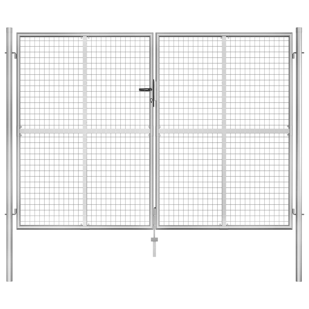 Gartentor Verzinkter Stahl 306 x 175 cm Silber