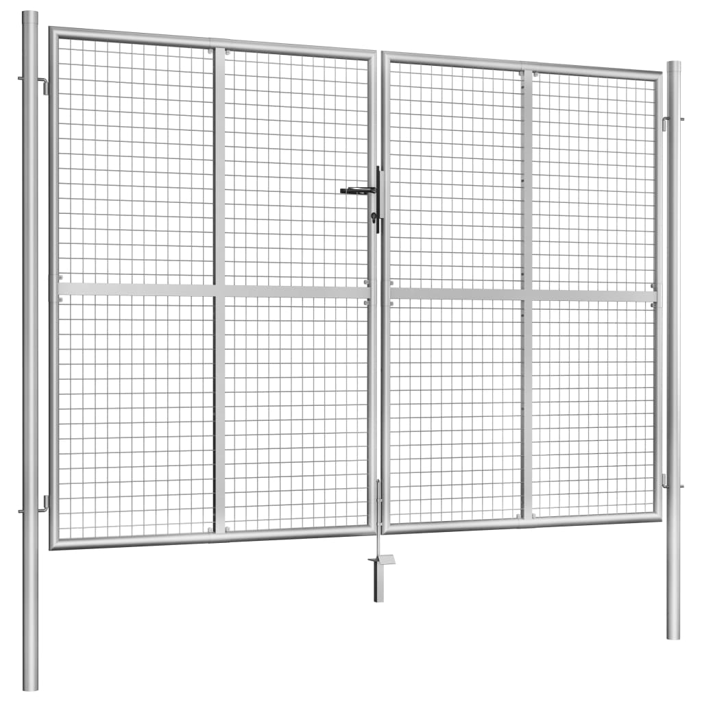 Gartentor Verzinkter Stahl 306 x 175 cm Silber