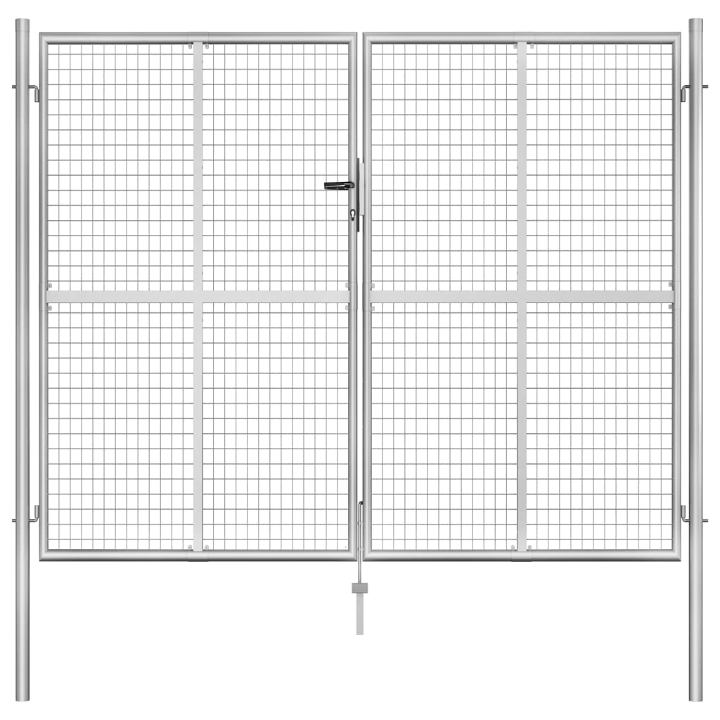 Gartentor Verzinkter Stahl 306 x 200 cm Silber