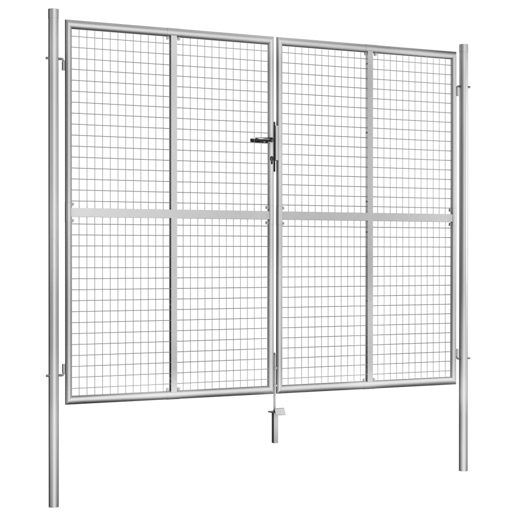 Gartentor Verzinkter Stahl 306 x 200 cm Silber