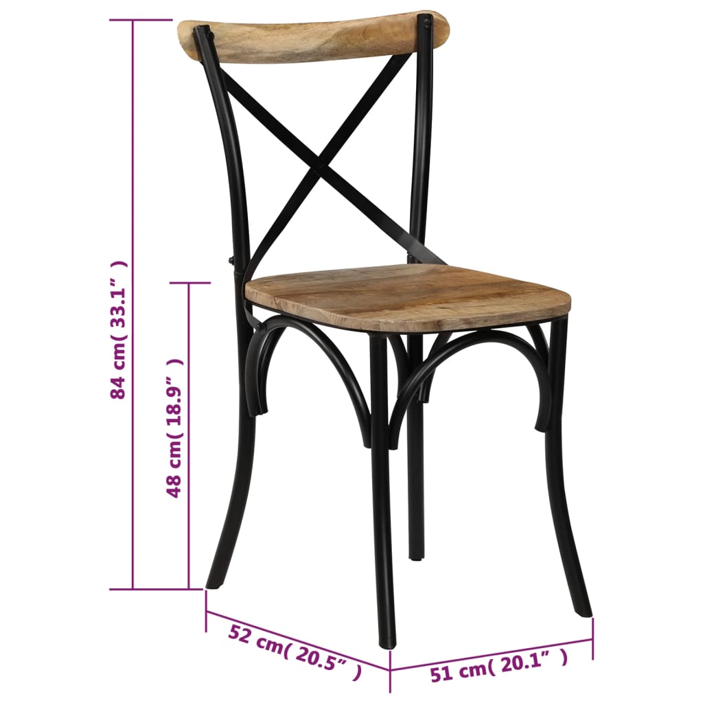 Cross chairs 2 pcs. Black solid mango wood