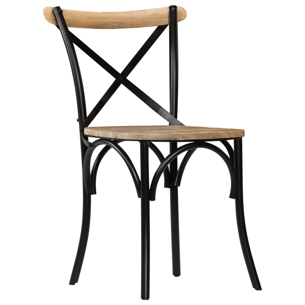 Cross chairs 2 pcs. Black solid mango wood