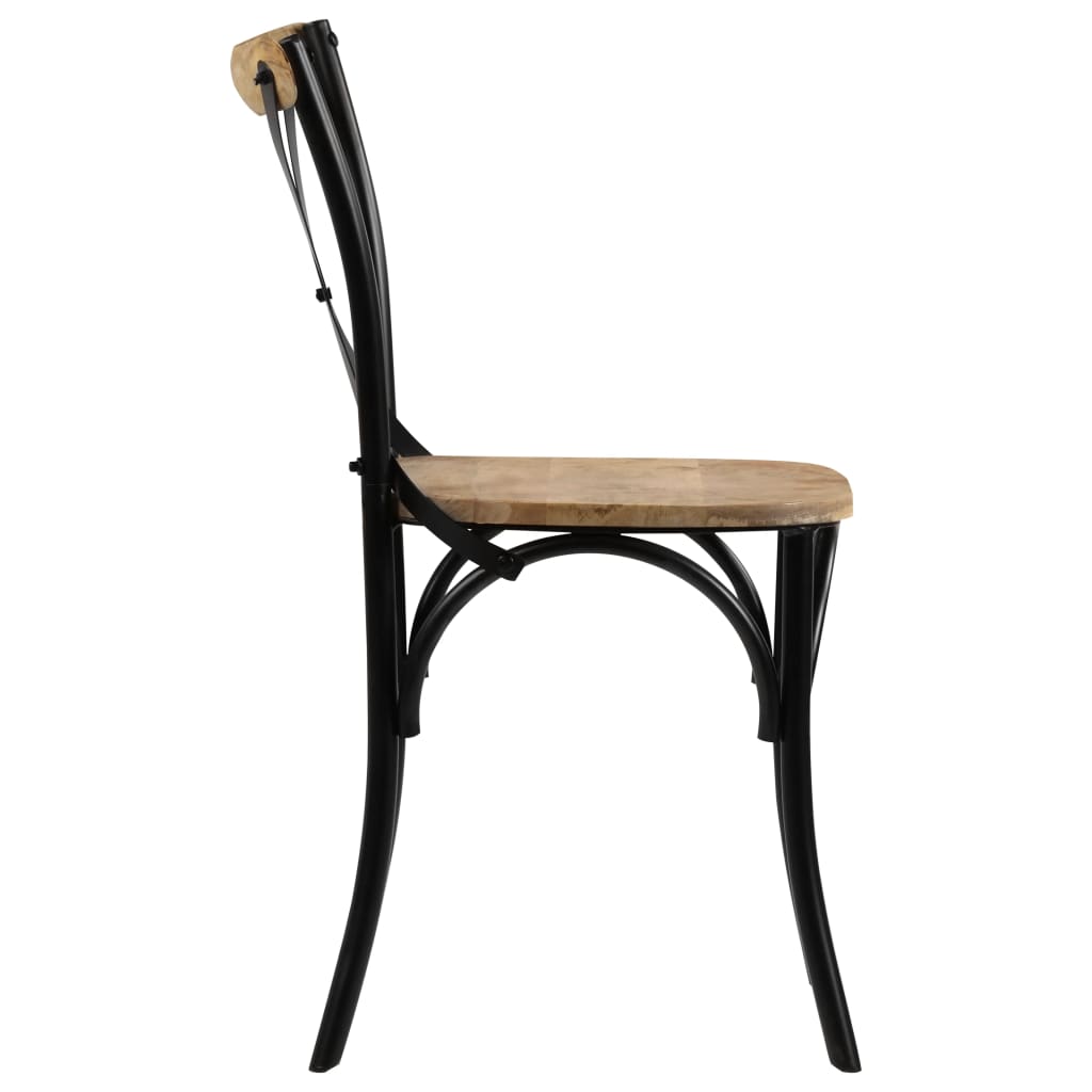Cross chairs 2 pcs. Black solid mango wood