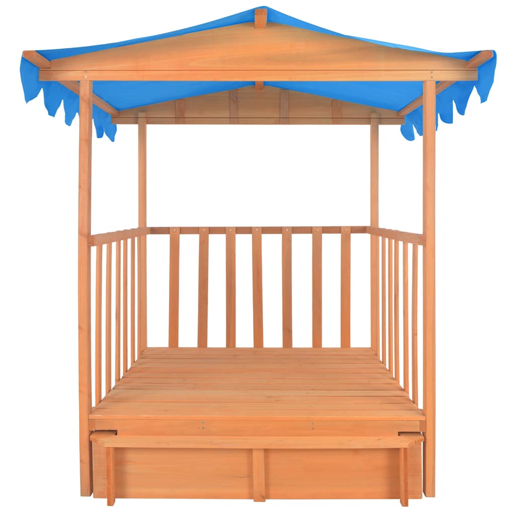 Children's Playhouse with Sandpit Fir Wood Blue UV50