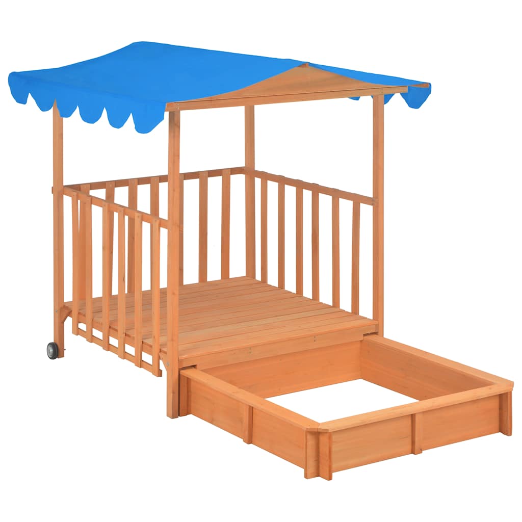 Children's Playhouse with Sandpit Fir Wood Blue UV50