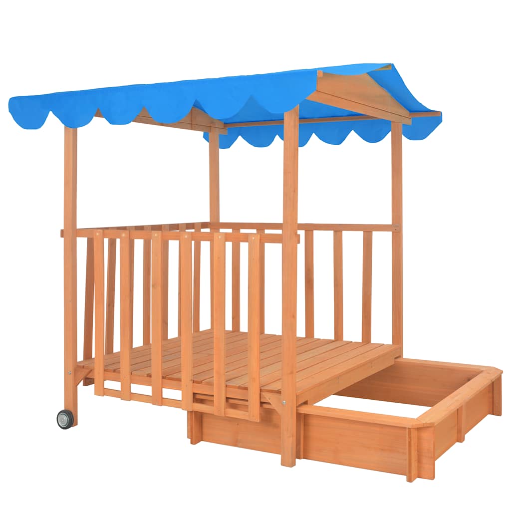 Children's Playhouse with Sandpit Fir Wood Blue UV50