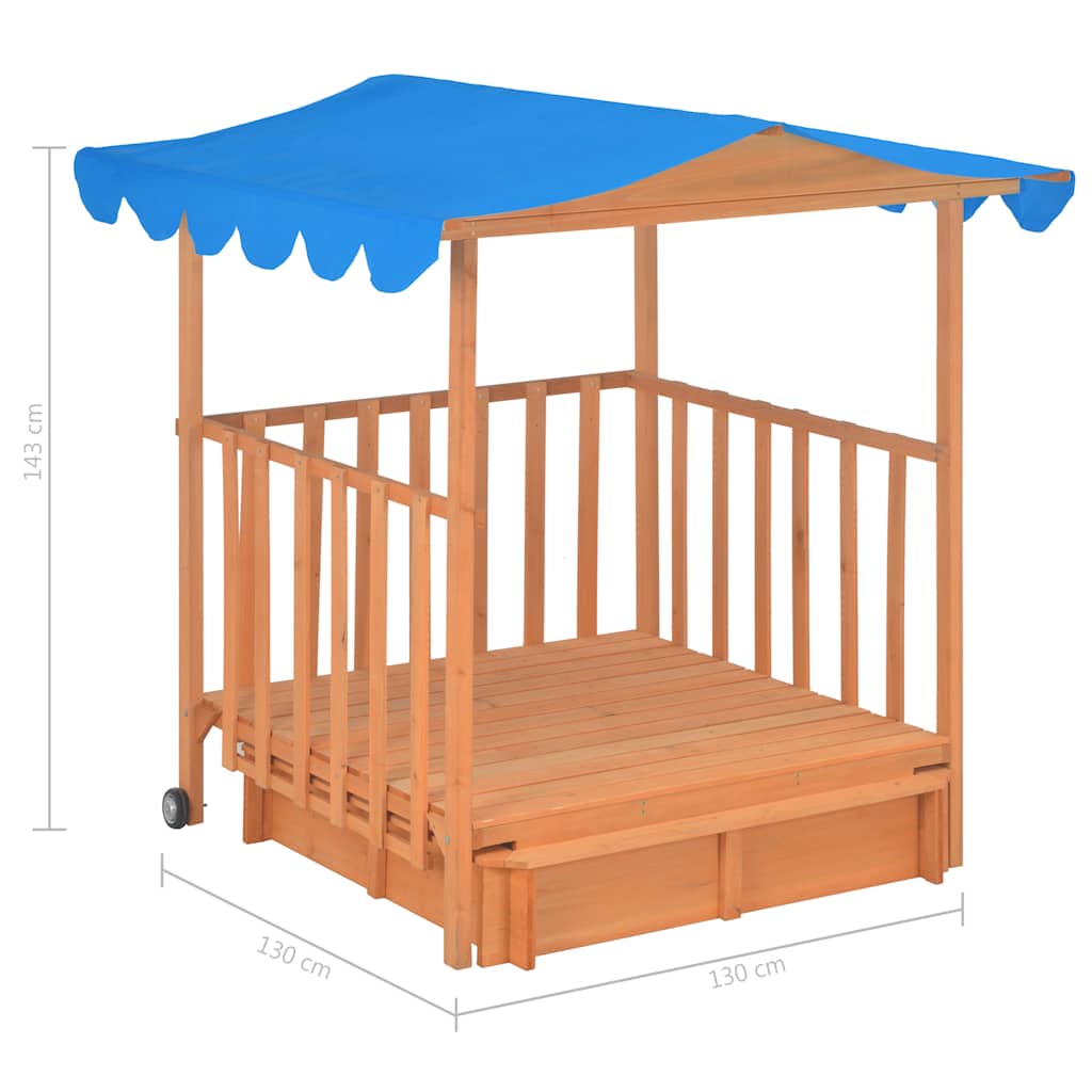 Children's Playhouse with Sandpit Fir Wood Blue UV50