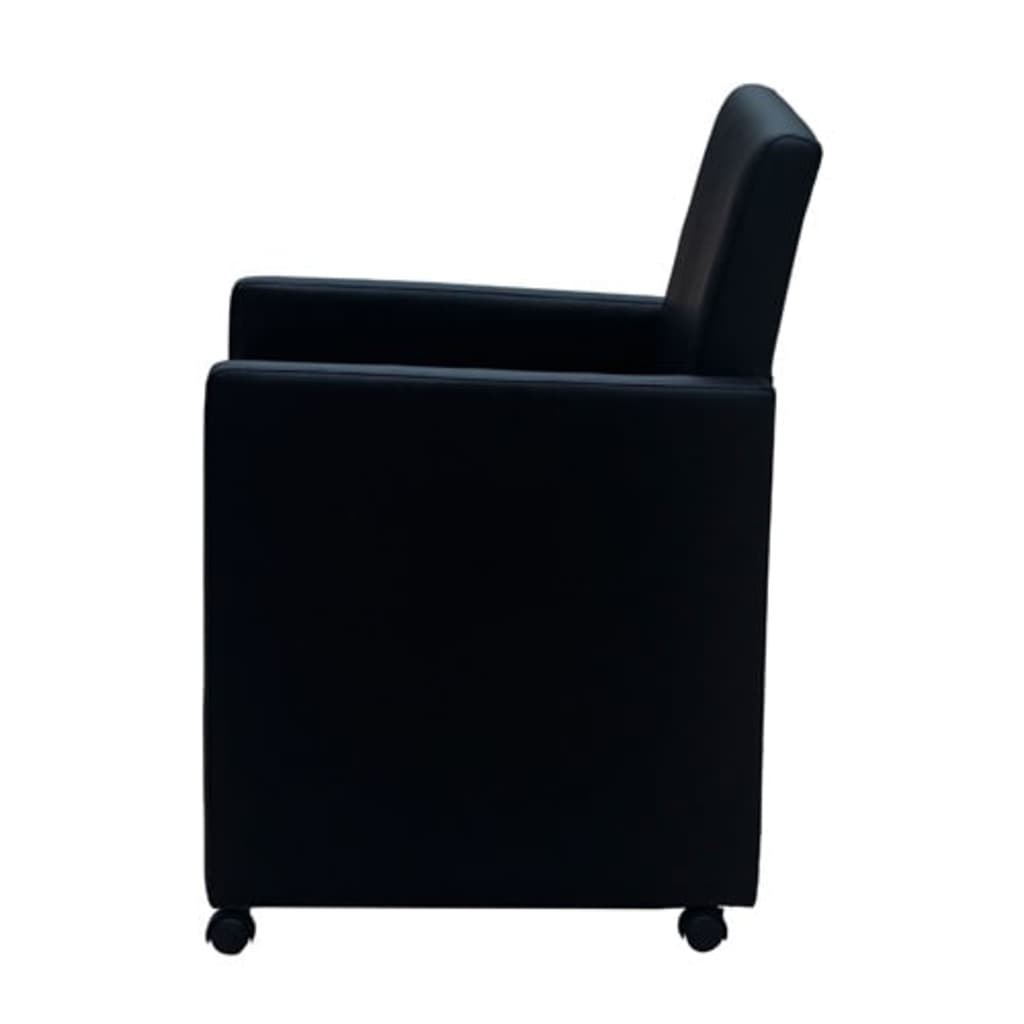 Esszimmerstühle 2 Stk. Schwarz Kunstleder