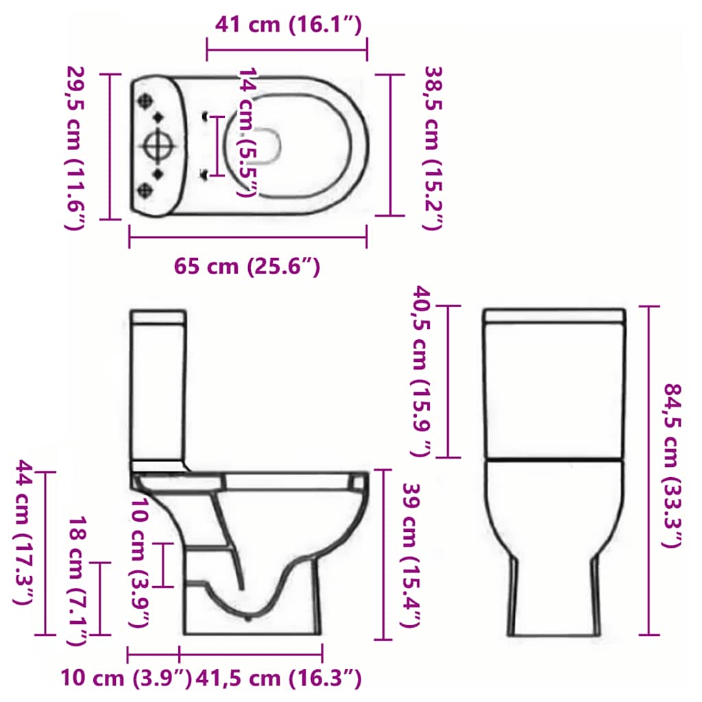 Keramik-Toilette Abgang Horizontal Schwarz