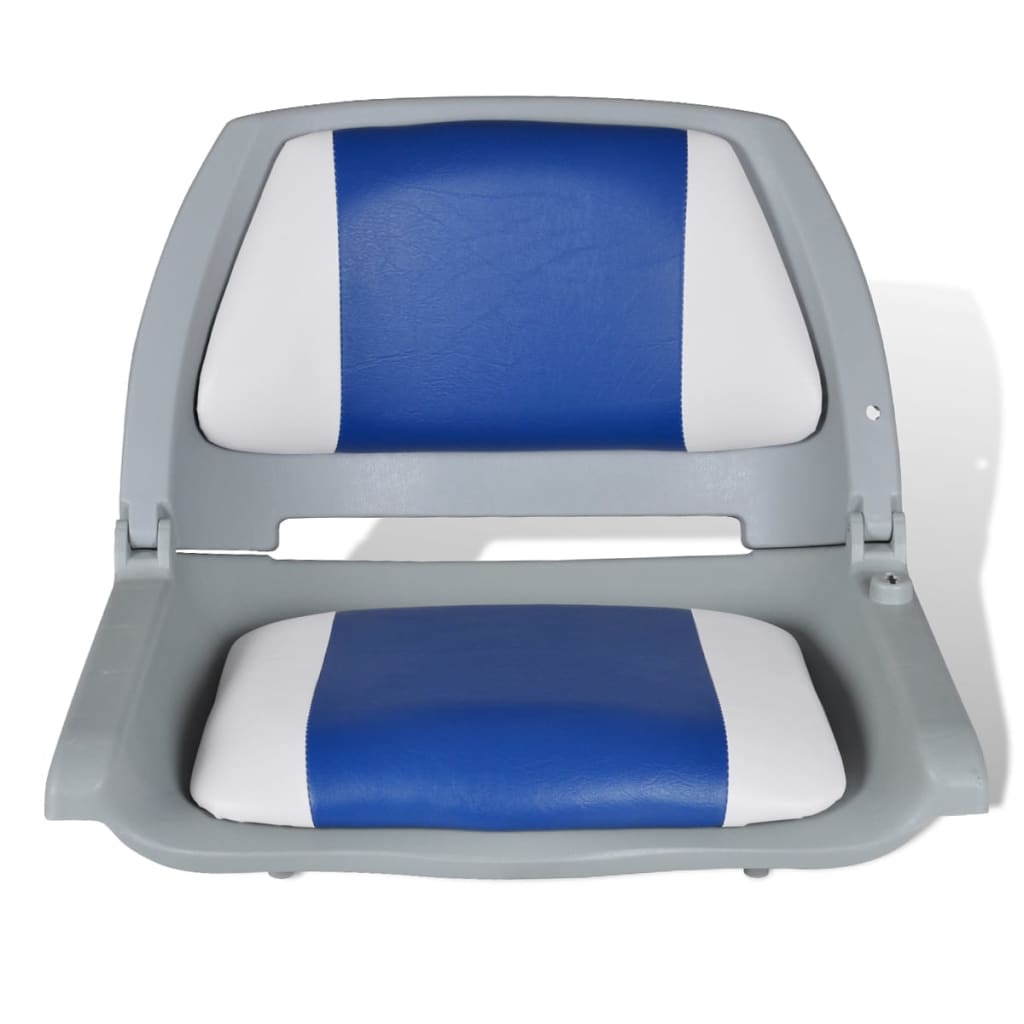 Bootssitz Klappbar mit Polster in Blau-Weiß 48x51x41 cm