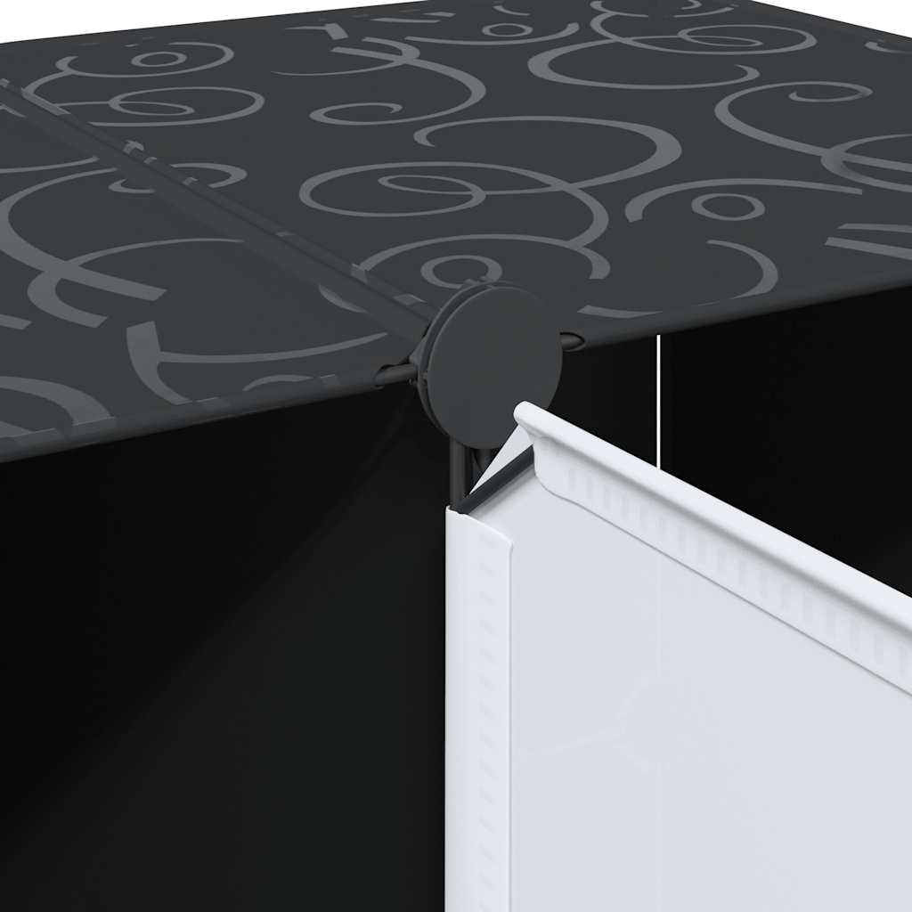 Modularer Schrank mit 9 Fächern 109x36,5x143cm Schwarz und Weiß