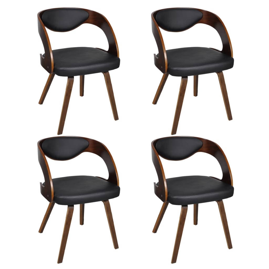Dining chairs 4 pcs. Brown bentwood and imitation leather