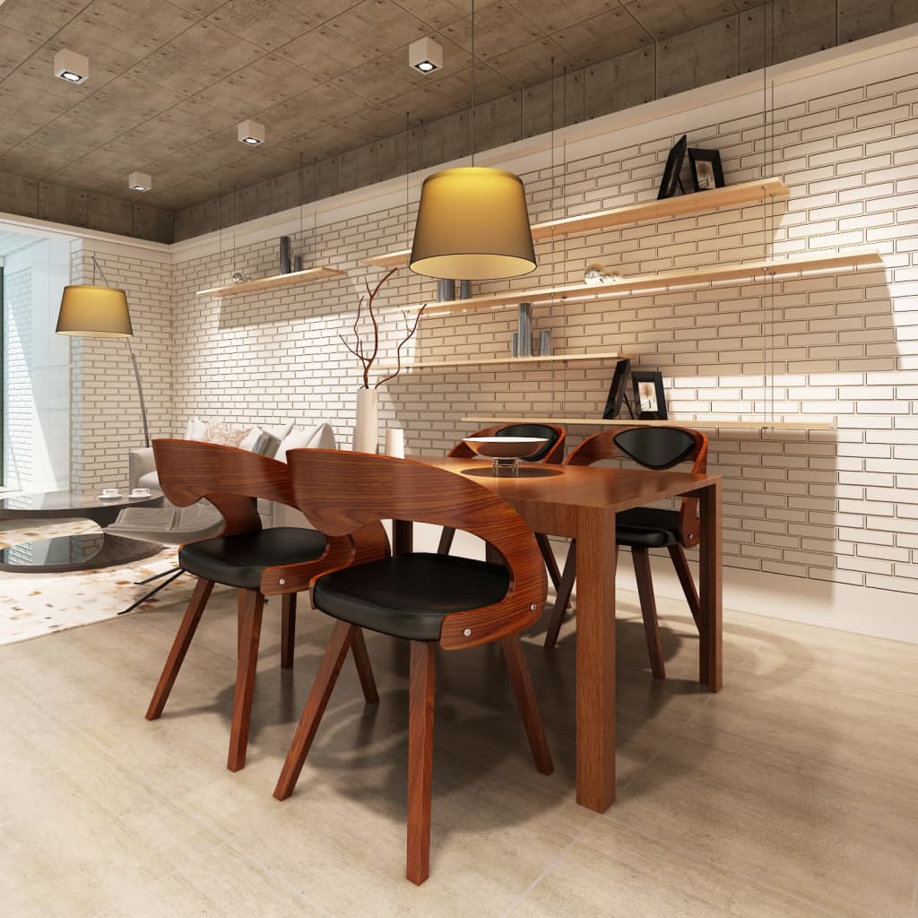 Dining chairs 4 pcs. Brown bentwood and imitation leather