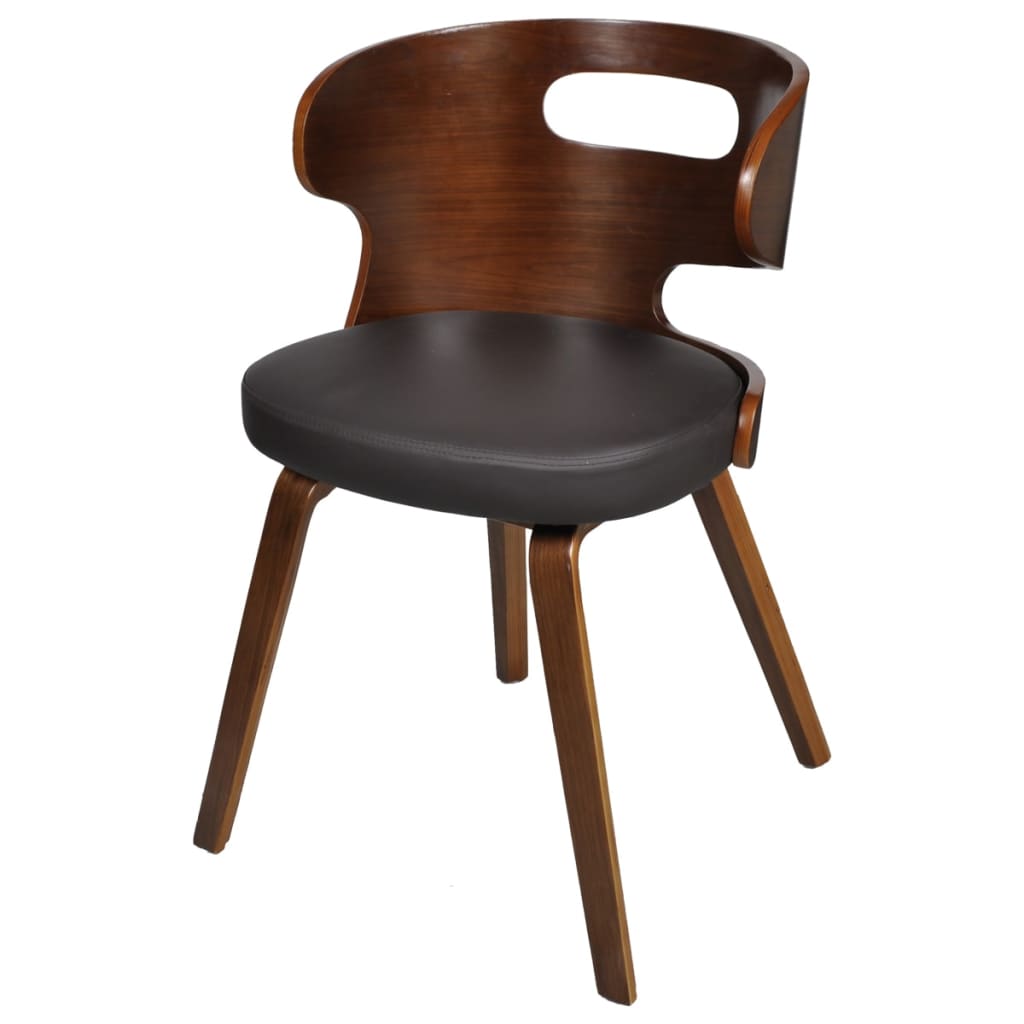 Dining chairs 4 pcs. Brown bentwood and imitation leather