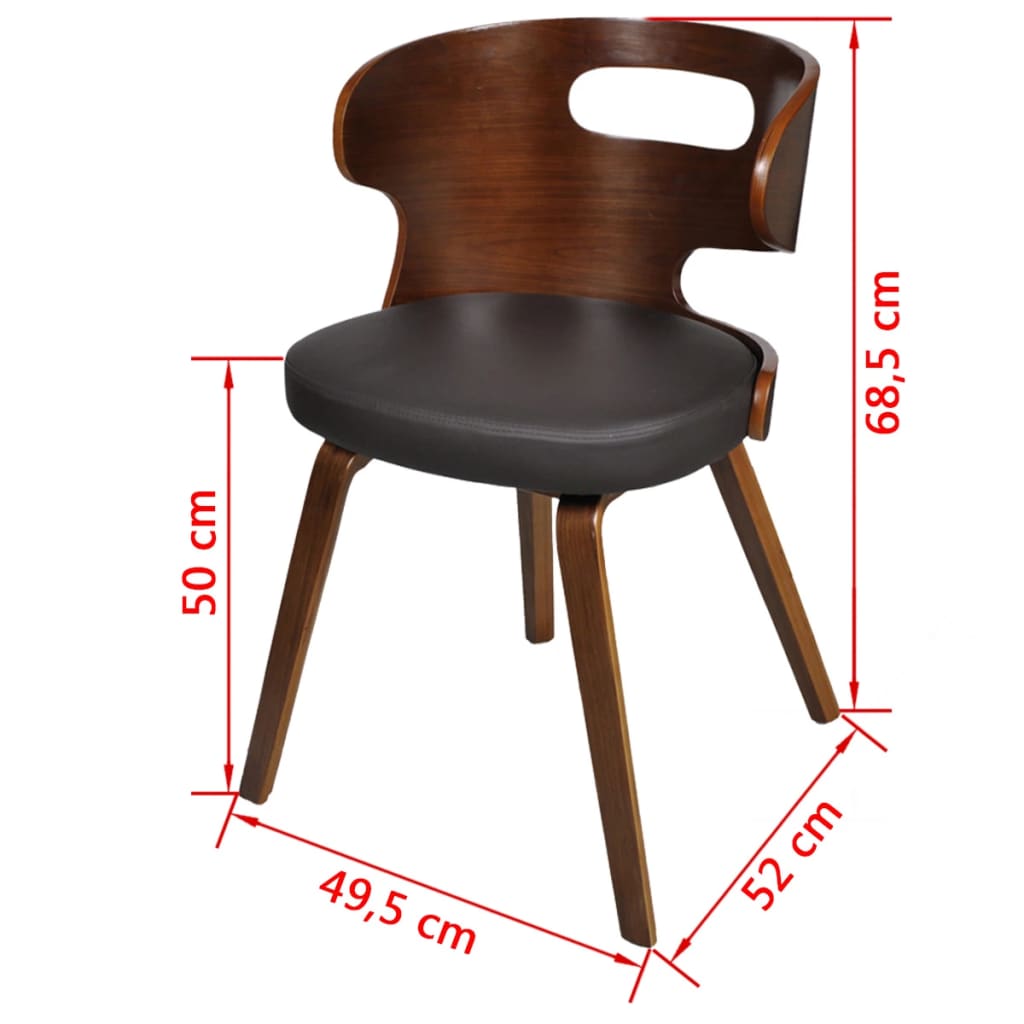 Dining chairs 4 pcs. Brown bentwood and imitation leather