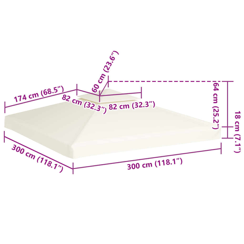 Gazebo replacement roof 310 g/m² cream white 3x3 m