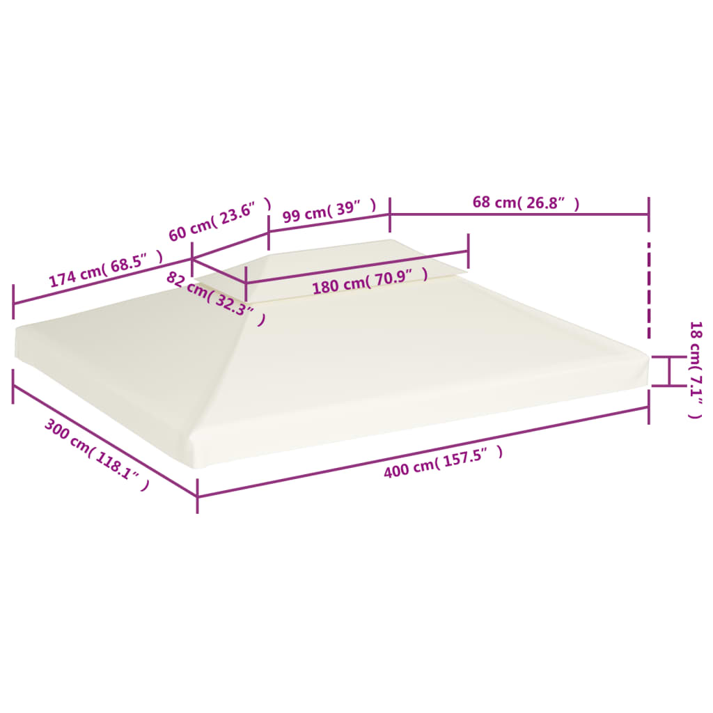 Gazebo replacement roof 310 g/m² cream white 3x4 m
