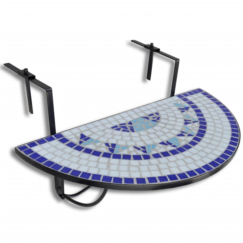 Balcony Hanging Table Mosaic Blue and White