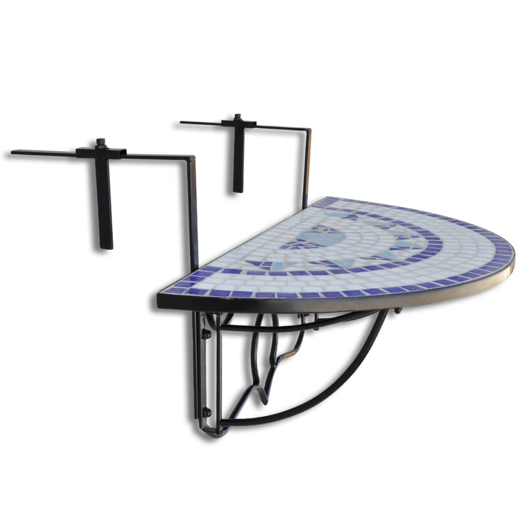 Balcony Hanging Table Mosaic Blue and White