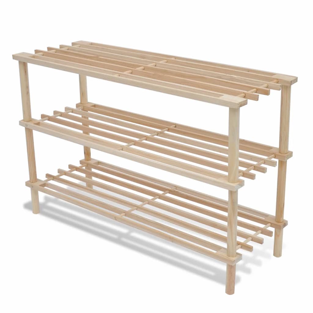 Shoe racks with 3 shelves, 2 pieces, solid fir wood