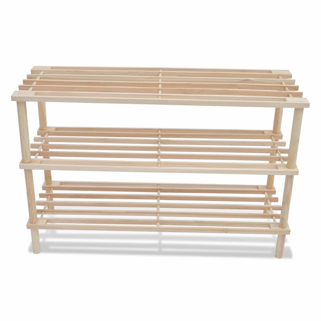Shoe racks with 3 shelves, 2 pieces, solid fir wood