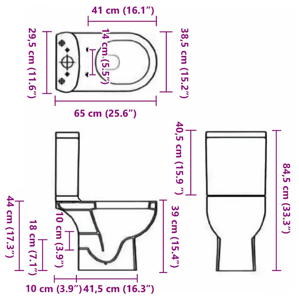 Toilette Rund Keramik Schwarz