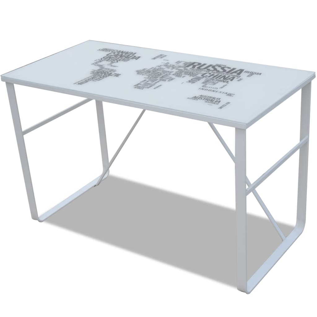 Desk with world map