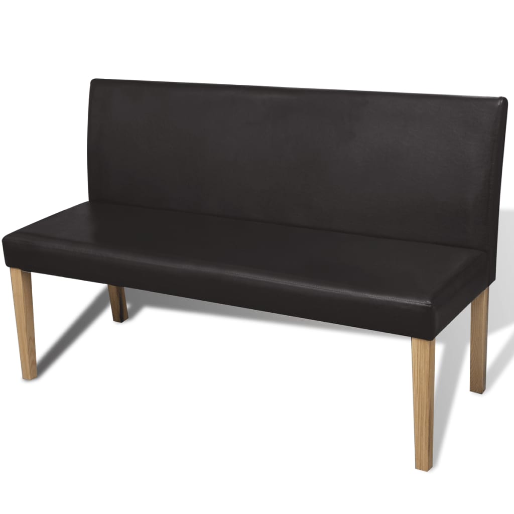Bench 139.5 cm dark brown artificial leather