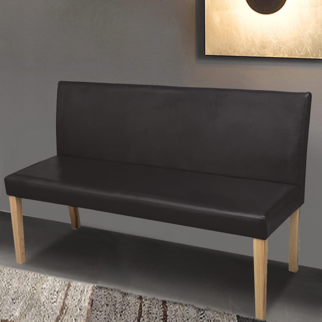 Bench 139.5 cm dark brown artificial leather