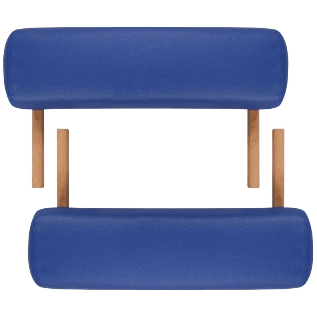 Folding 2-zone massage table with wooden frame, blue
