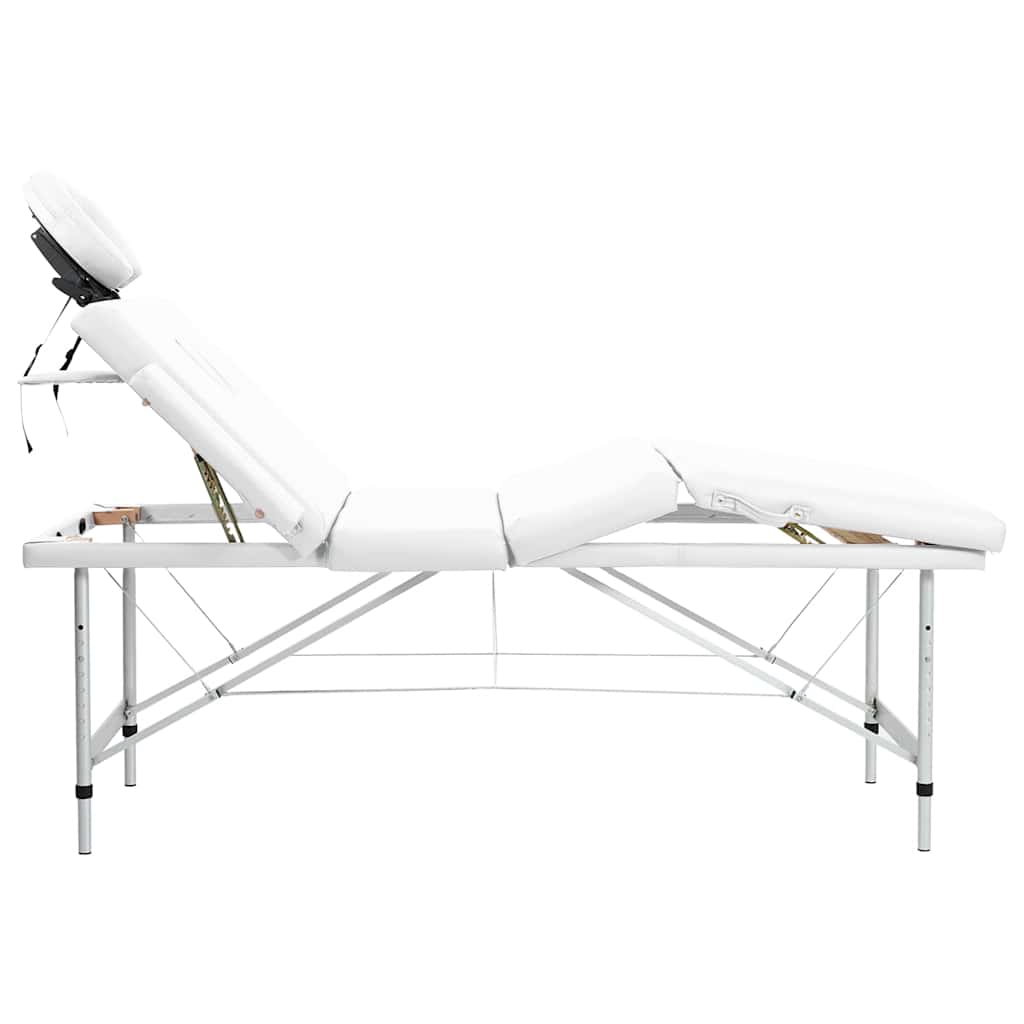 Massagetisch mit Aluminiumrahmen, faltbar 4 Zonen Creme-Weiß