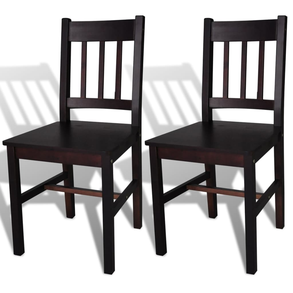 Dining chairs 2 pcs. Dark brown pinewood